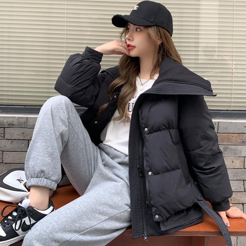 Двухсекционный пуховик женский зимняя куртка 2024 года контрастного цвета с небольшим утолщенным белым утиным пухом