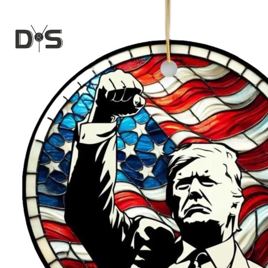 Рождественские украшения Трампа. Подвесное украшение на рождественскую елку в стиле Трампа. 2D акриловая подвеска для праздничного домашнего декора.