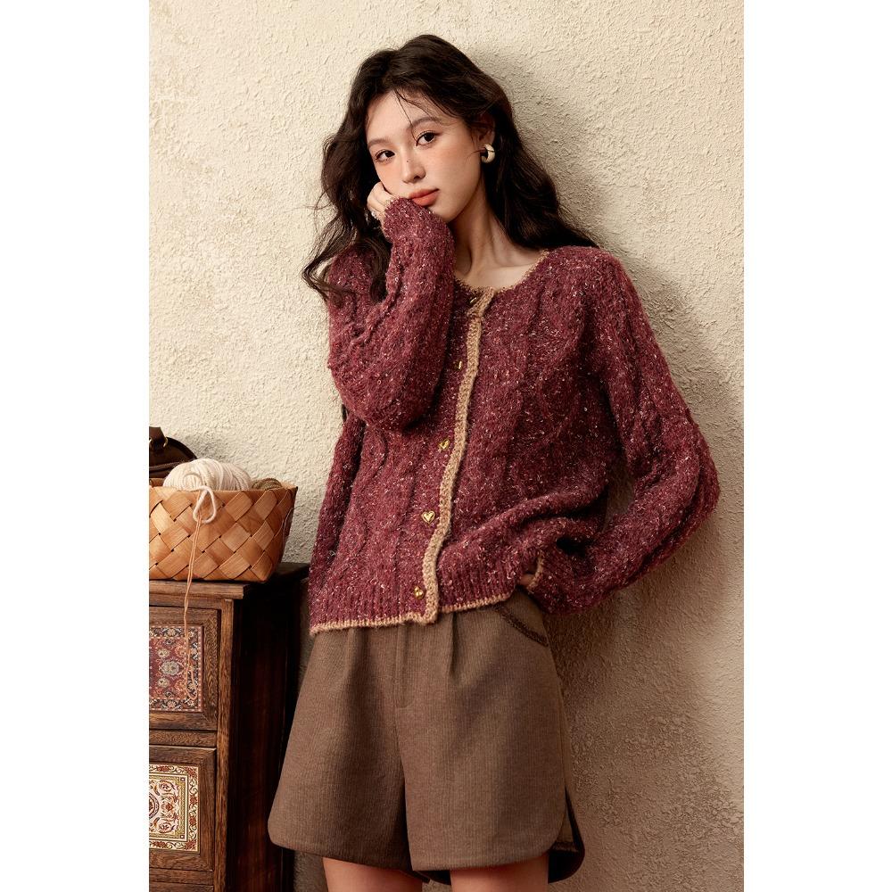 Mishow Кардиган красного цвета для женщин, зимняя новая мода, длинный рукав, свитер, куртка, свободный круглый вырез, топы для женщин MXD56Z0972