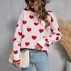 Зимний женский свитер Love Valentine's Day Pullover Heart Color Clash Sweater