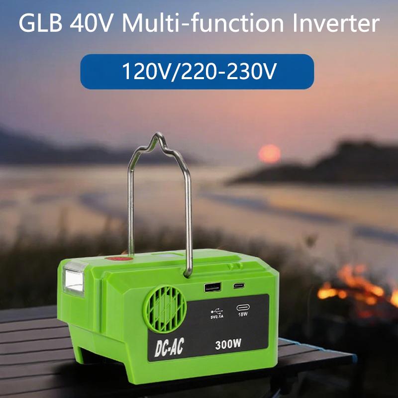 Многофункциональный инвертор 300 Вт для аккумулятора GreenWorks GLB 40 В, адаптер-инвертор, Power Bank 120 В/220-230 В со светодиодной подсветкой