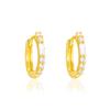 Baguette and Round Stone Huggie Hoop Earrings - Sterling Silver Yellow Plated