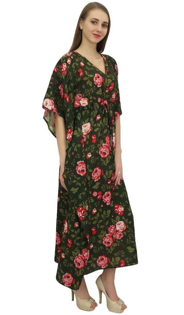 Bimba Индийский кафтан платье хлопковый зеленый макси платье покрывало женский кафтан