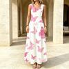Butterfly Collection U-Neck Sleeveless Lightweight Flowy Maxi Dress Fashionable & Elegant for Beach Vacation,Spring Fall Daily Wear