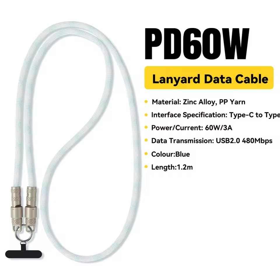 Essager 2 в 1 Type-C C - Type-C кабель для быстрой зарядки шнур передачи данных с шейными ремнями шнур 60 Вт PD кабель для iPhone Samsung Huawei