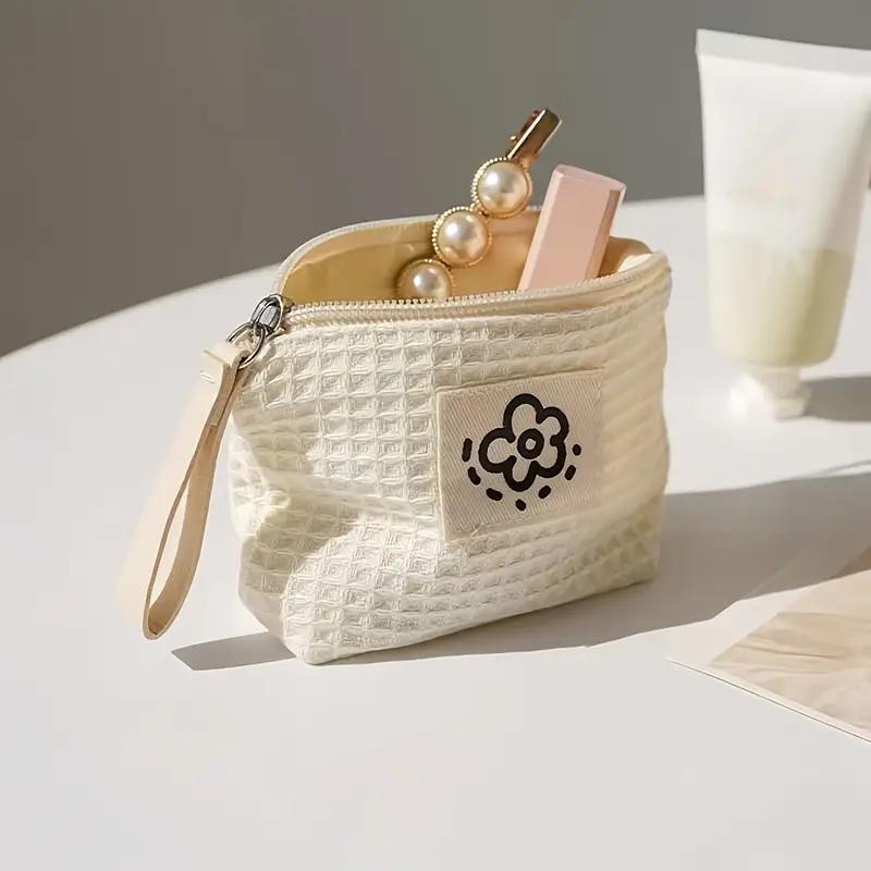 Милый маленький кошелек на молнии, модный цветочный принт, холщовый кошелек для монет, держатель для косметики, сумка, портативный