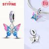 New Silver 925 Blue Dragonfly Butterfly Charms Beads Fit Bracelet for Women DIY Fine Jewelry Accessories Beads Gifts