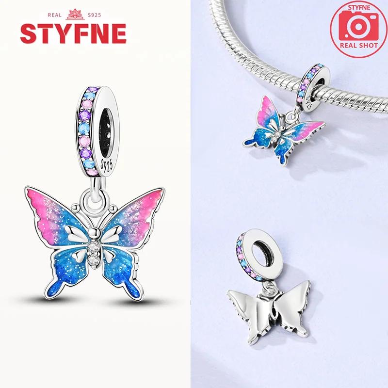 New Silver 925 Blue Dragonfly Butterfly Charms Beads Fit Bracelet for Women DIY Fine Jewelry Accessories Beads Gifts