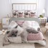 Cat Duvet Cover Set Lovely Animal Kitten Printed Quilt Cover Kids Teens Girl Animal Double Queen King Size Polyester Bedding Set