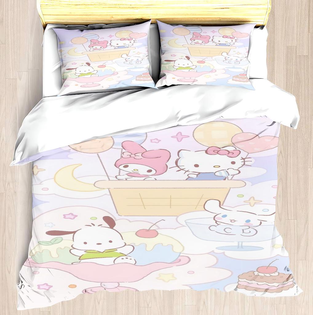 Набор пододеяльников Melody Pink Современный принт Sanrio Милые детские тот же периферийный матрас Постельное белье 3 шт.