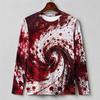 3D Print Horror Red Blood Stains Pattern Halloween Long Sleeve T Shirt For Men Vintage Halloween Party Personality OOTD Tee Top