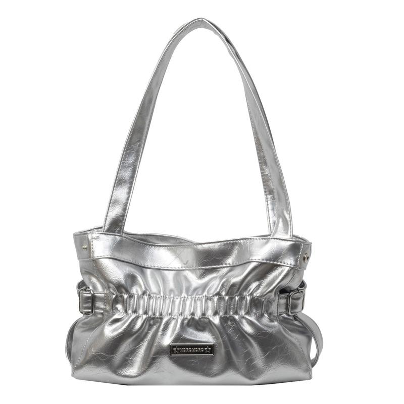 Повседневная универсальная нишевая сумка-плиссе женская 2025 новая модная на плечо под мышку сумка-тоут для通勤 сумка-ведро