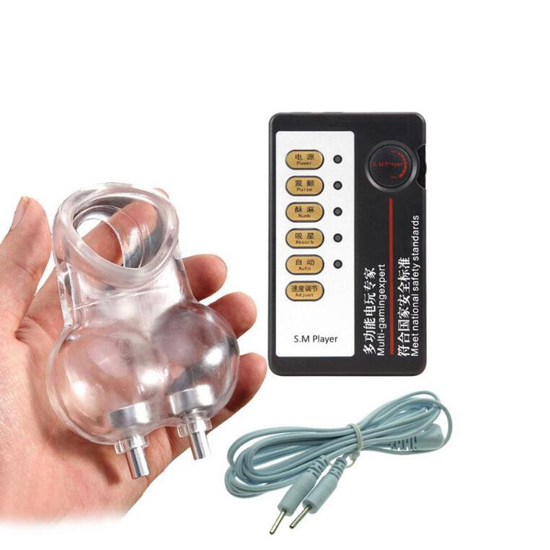 Electro Shock CB6000 Chastity Cage Ball Stretcher,Electro Shock Cock Cage,Scrotum Sleeve,Bdsm Penis Lock Ring Male Chastity Belt