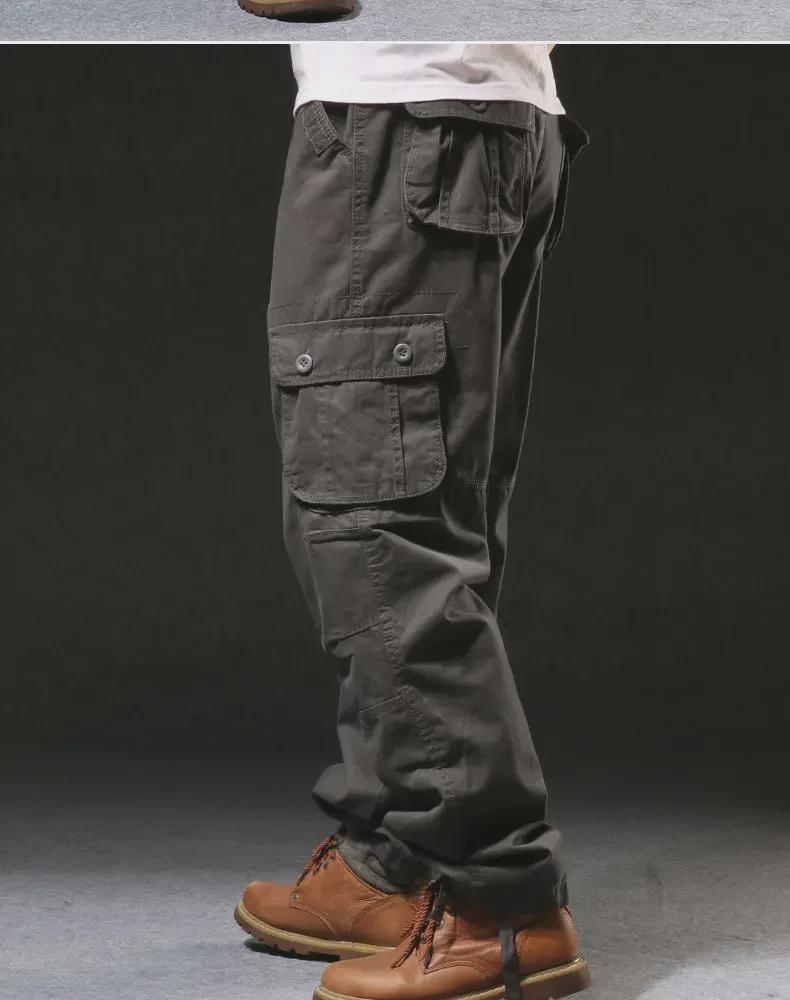Men's Loose-Fit Cotton Overalls with Multiple Pockets - Spring/Autumn Style, Plus Sizes Available