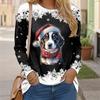 Ugly Christmas Shirt Women's T-shirt Black and White Cat 3D Printed Long Sleeve Weekend Festival Funny Round Neck Top