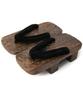 Geta with Two Black Paulownia for Men Burnt [KYOETSU] (Japanese Clogs) Teeth, Straps, Base, (27.0cm, Paulownia)