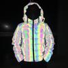 Fashion Reflective Coat Total Reflective Jacket Light Hoodie Jacket Hip Hop Waterproof Windbreaker Hoodie Reflective Jacket Men's and Women's Harajuku