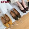 Fashion Soft Fashion Flock Women Flats Shoes Square Toe Luxury Female Butterfly-Knot Footwear Shallow Ladies Flats Slip On Shoes