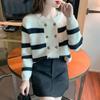 Striped French Style Small Fragrance Knitted Cardigan Women Sweater 2023 Autumn New Sweet Long Sleeve Cardigan Sweater Top Coat