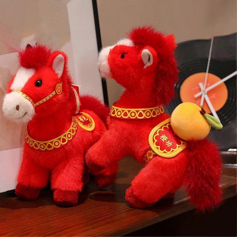 Horse Brings Wealth Plush Doll 2026 Year of The Horse Zodiac Mascot Soft PP Cotton Filling Cute Lucky Gift for Kids Collectors