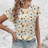 Women's T-Shirt Fashion Retro Floral Pattern Print T-Shirt Women's Leisure Short Sleeve T-Shirt Summer Oversized T-Shirt Tops