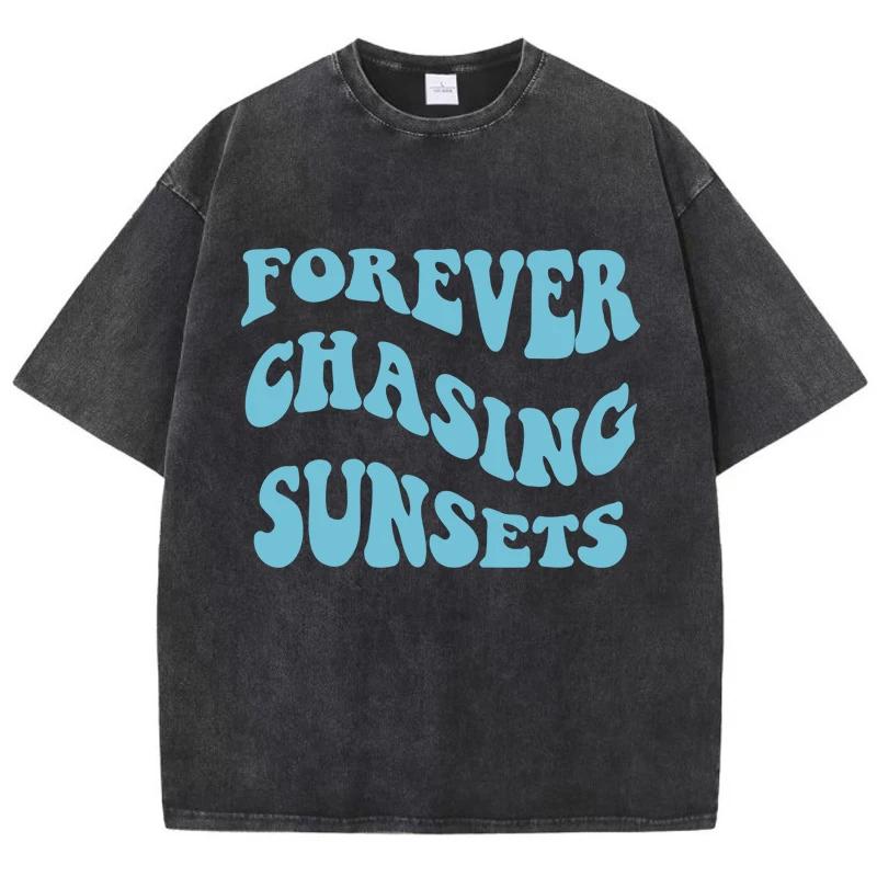 Футболки с принтом Forever Chasin Sunset Homme Chic с круглым вырезом, дизайн одежды S-Xxxl, повседневная футболка для пожилых людей с коротким рукавом