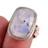 Natural Rainbow Moonstone Gemstone 925 Sterling Silver Two Tone Ring Size 7 Z1O88