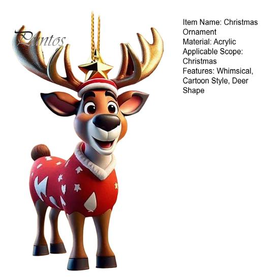 Рождественский олень подвеска акриловый 2D плоский олень подвесное украшение мультяшный Санта Клаус шапка олень подвеска для дома рождественский декор елки
