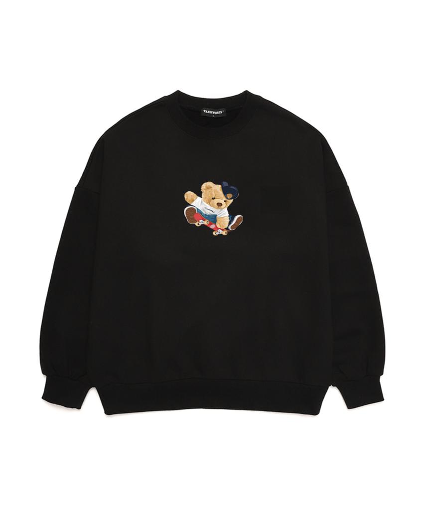 VANNWORKS Skateboard Bear Oversized Sweatshirt (Vndts114) Black