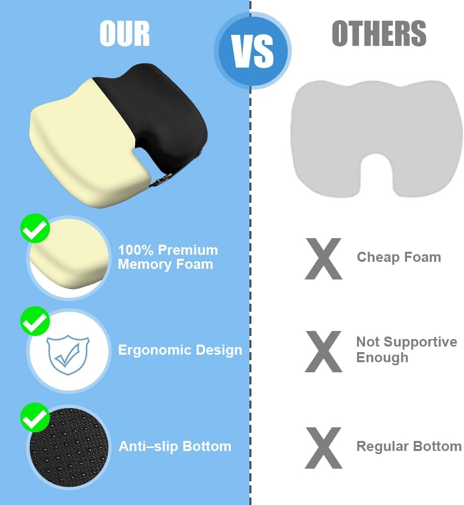 Подушки сиденья для офисных стульев, подушечки для копчика из пены с эффектом памяти от боли в копчике, подушка для облегчения ишиаса, правильная осанка сидения