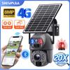 SHIWOJIA Solar Camera 4G Sim 4K 8MP 20X Zoom Dual Lens Recording Humanoid Tracking Outdoor WIFI Camera Metal Waterproof