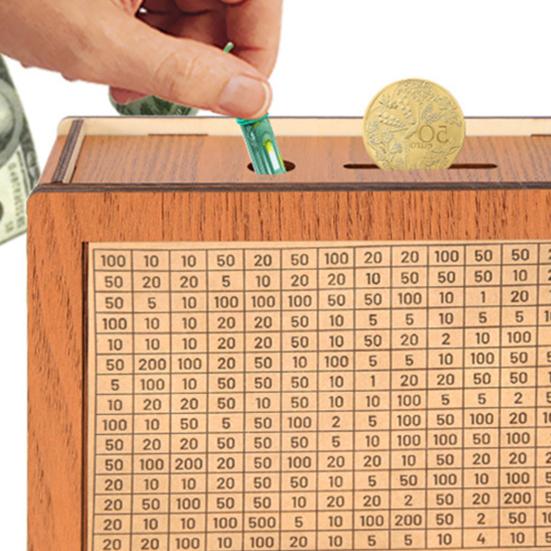 Деревянная копилка с 8 наклейками с целевыми числами евро доллары копилка для монет денежный контейнер для детей и взрослых накопительный кейс банка