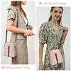Stylish PU Leather Crossbody Bag for Girls, Women Sling Phone Bag Double Layer Daily Bag with Detachable Shoulder Belt Small Sling Zipper Bag