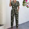 Women's Casual Short Sleeve V-Neck Intersection Jumpsuit