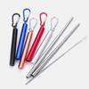 Телескопическая металлическая соломинка для питья, складная многоразовая соломинка, портативная соломинка из нержавеющей стали с футляром для путешествий на открытом воздухе