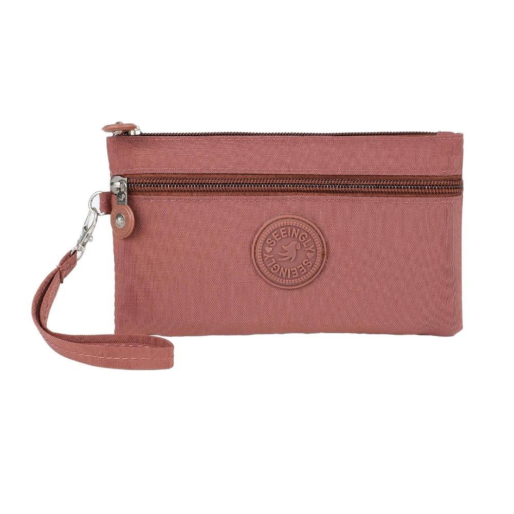 With Lanyard Double Layer Wallet Nylon Simple Money Handbag Fashion Zipper Coin Purse Travel