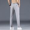 Весенне-летние тонкие мужские повседневные брюки, мужская одежда, брюки из ледяного шелка, мужские модные корейские облегающие брюки с прямыми штанинами