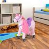 Rocking Horse for Children Ages 2+ with 4 Wheels. Realistic Sounds and Footrest. 65x28x75cm. Pink