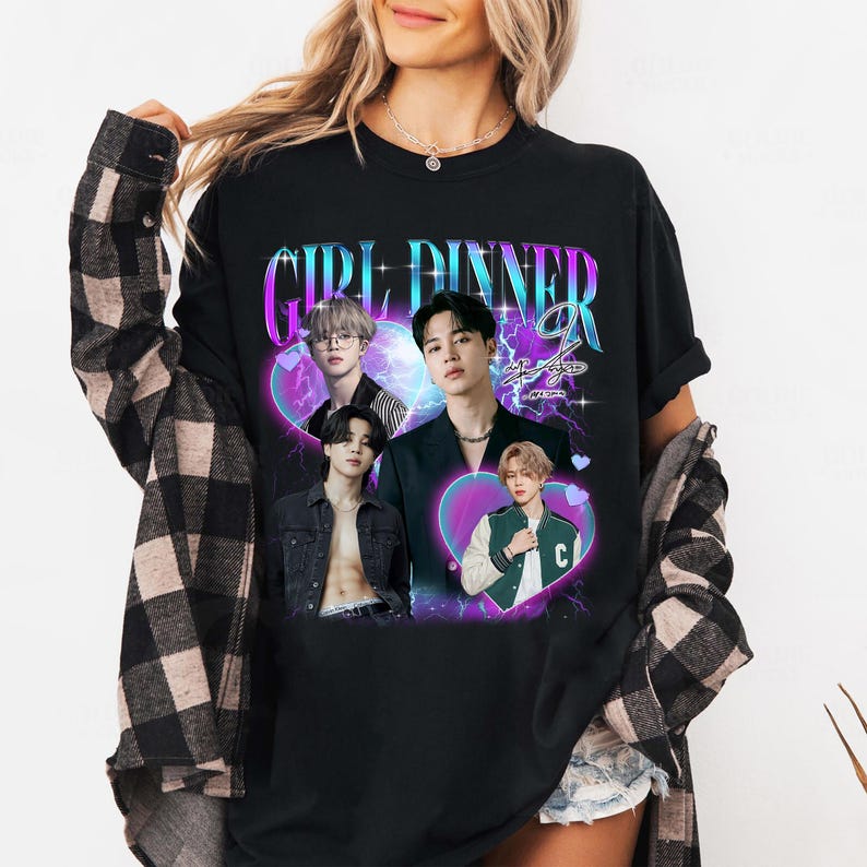 Винтажная футболка Jimin Park, Футболка-дань уважения фанатам Girl Dinner, Хип-хоп уличная одежда, Оверсайз футболка с коротким рукавом, Повседневная одежда