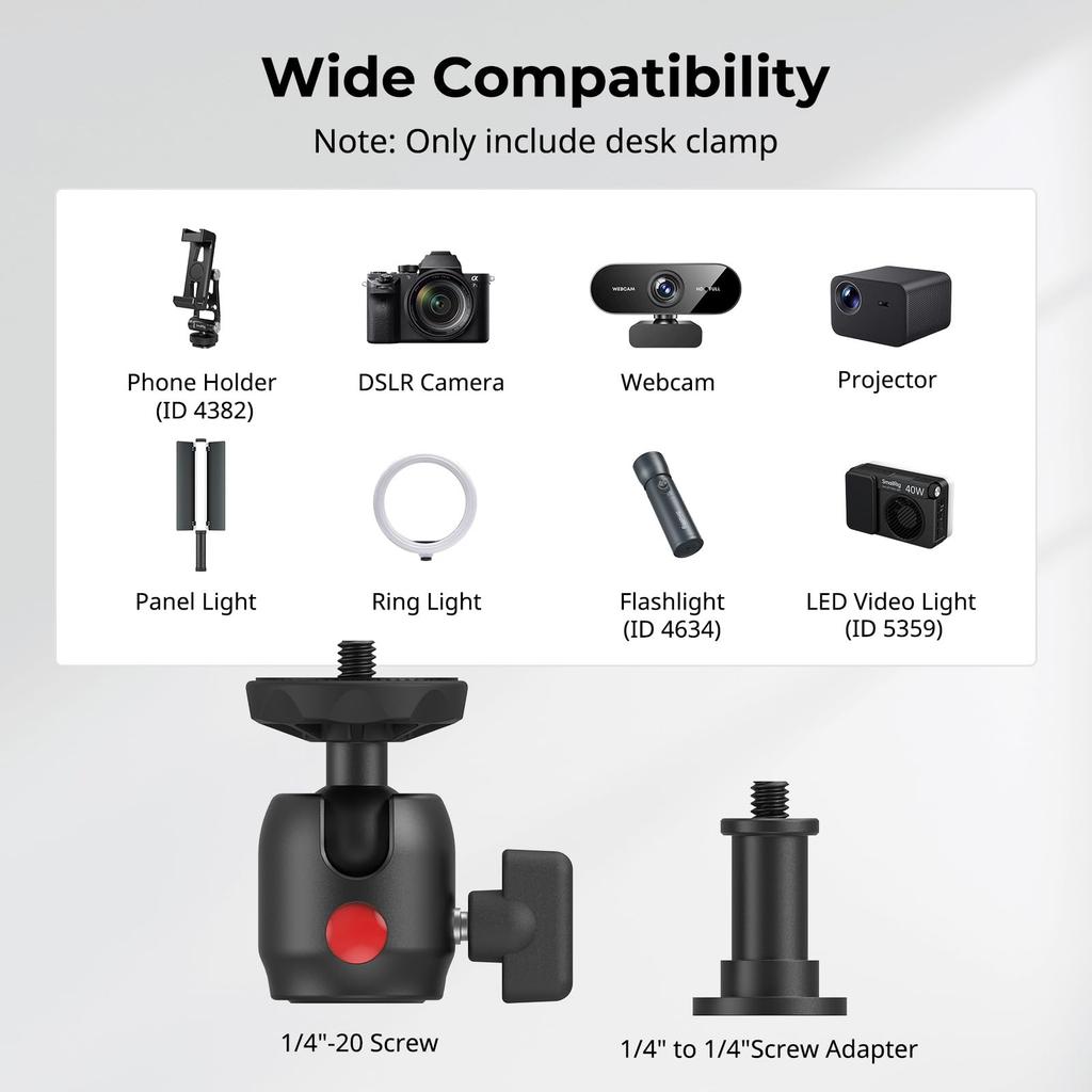 SmallRig Desk Mount C Adjustable Desk Tripod Light for Photography and 3488 Stand, Stand, 15-35 Inch, Videography,