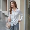 Осенняя новая шелковистая однотонная рубашка женская классная белая базовая рубашка с длинными рукавами