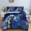 3D Printed Astronaut Duvet Cover Set Spaceman Pattern Bedding Set For Boys Girls Teens Polyester Comforter Cover King Queen Size