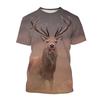 New Fashion Outdoors Jungle Animal Deer Graphic T Shirts For Men Summer Casual Personality Trend Printed O-neck Short Sleeve Top