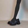 Lan Cabinet Edition~ Leather Thick-soled Muffin One-pedal Loafers Women's Retro British Black Versatile Small Leather Shoes Single Shoes