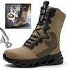 2024 High Top Men Safety Boots Anti Puncture Anti-smash Work Boots Outdoor Sports Hiking Mountain Combat Boots Protective Shoes