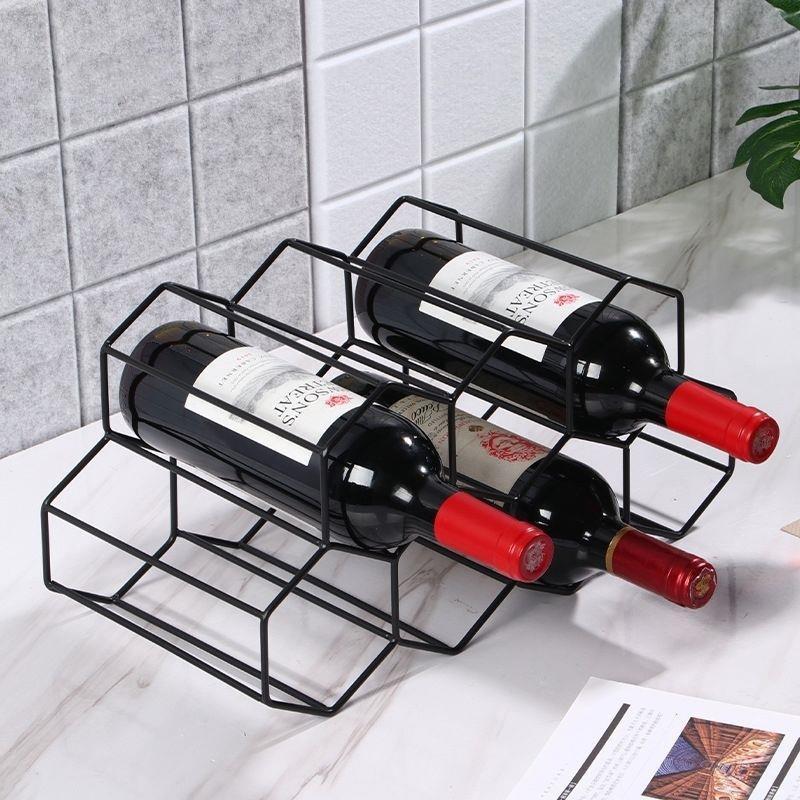 Modern Metal Honeycomb Wine Rack Wine Bottle Storage Beehive Tabletop Wine Rack Hexagon 9 Bottle Wine Holder Display