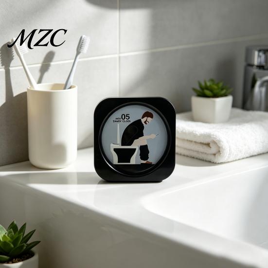 Practical Stress Reduction Timer 5 Minute Toilet Sand Timer, Funny Bathroom Hourglass with Pooping Man Healing Flow Ornament Graphic, Visual Clock for