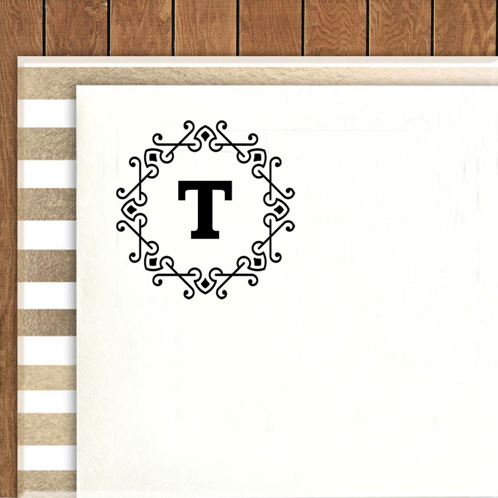 Printtoo Alphabet T Monogram Octagon Celtic Swirl Frame Self Inking Rubber Stamp Office