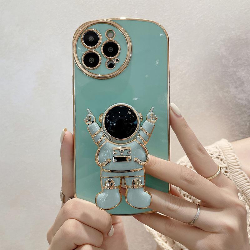 Роскошный чехол-держатель для телефона с астронавтом для Iphone 13 12 11 Pro Max X Xr Xs Max 7 8plus, милый мягкий противоударный чехол с круглыми линзами