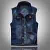 Korean Style Slim Trend Men's Large Denim Vest with Casual Holes